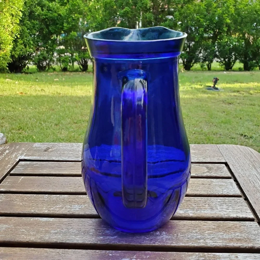 Vintage Antique Colbalt Blue Glass Pitcher